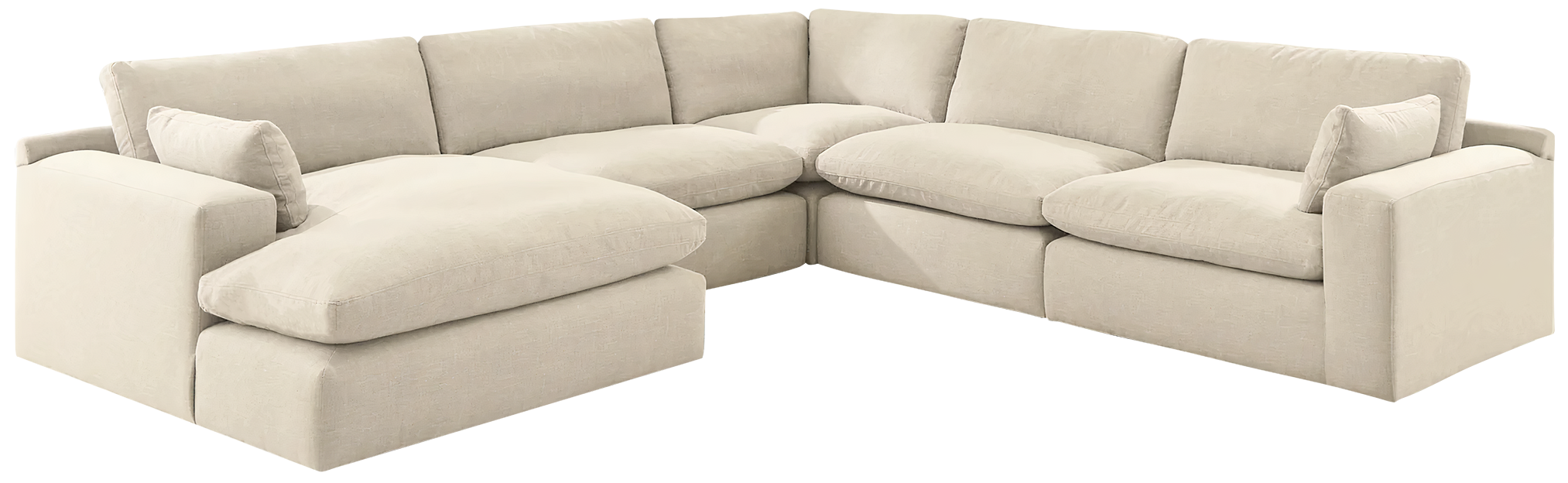 Elyza 5-Piece LAF Sectional With Chaise In Linen
